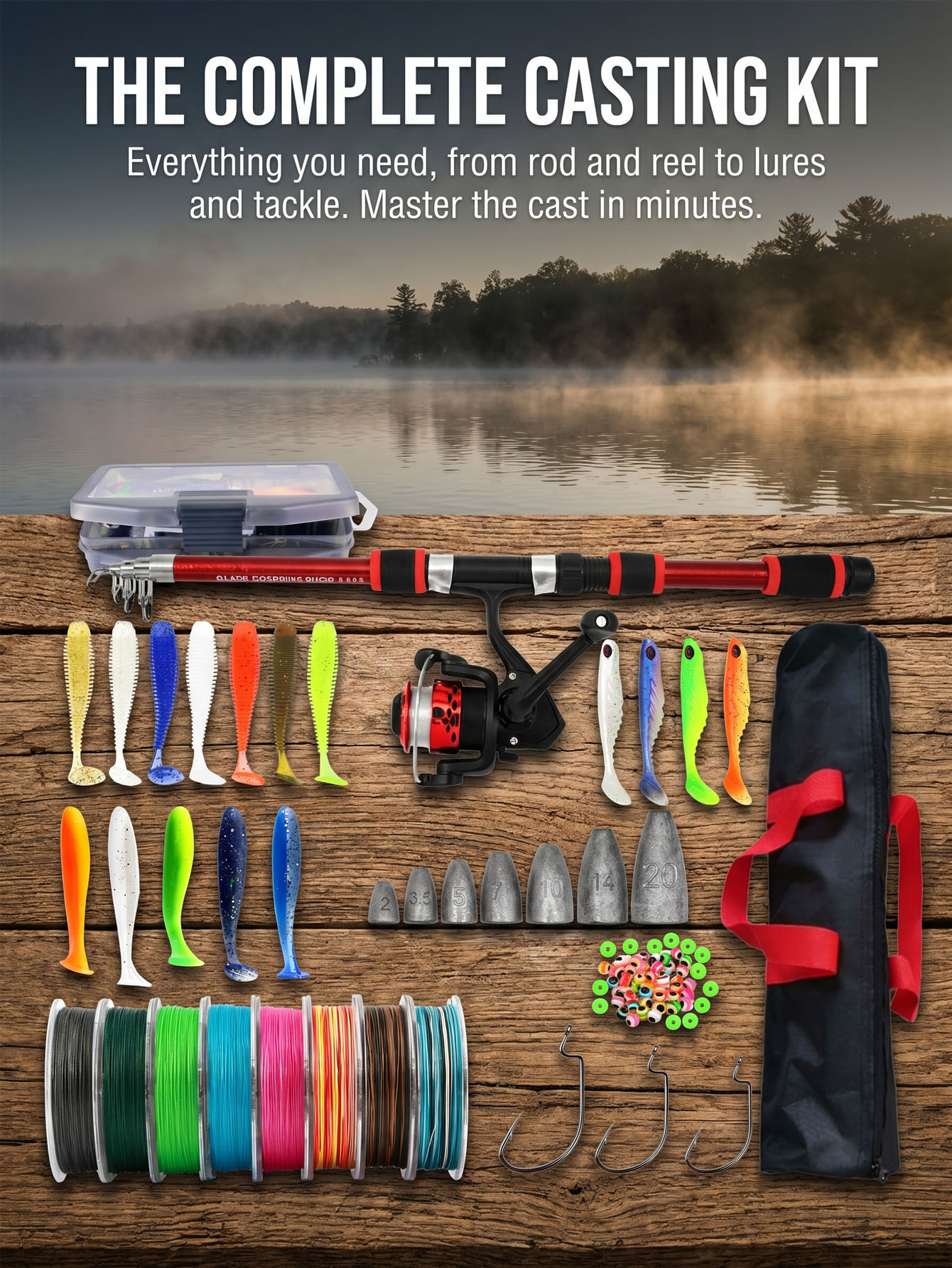 Fishing Rod Reel Combos Collap - Spincast Reel incelemesi ve fiyatı