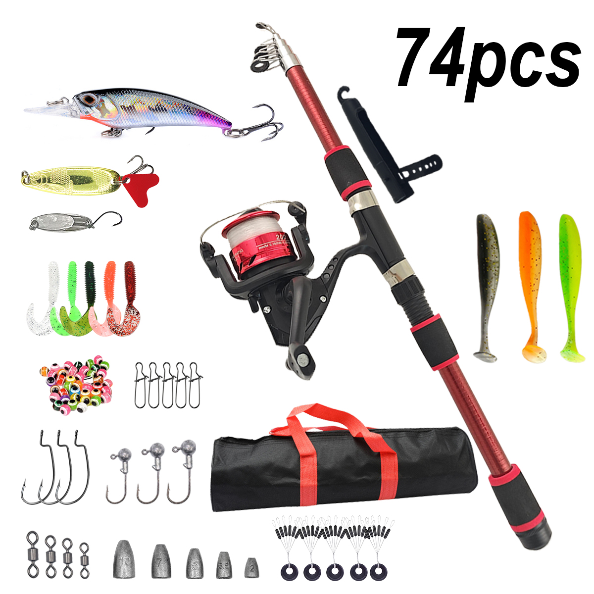 Fishing Pole Set Full Kits Wit - Spincast Reel incelemesi ve fiyatı