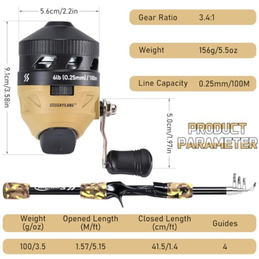 Fishing Rod and Reel Combo, Li - Spincast Reel incelemesi ve fiyatı
